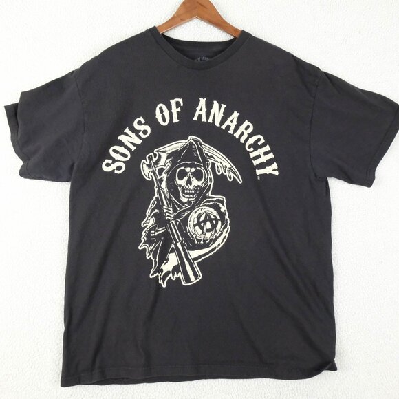 Sons Of Anarchy T Shirt Mens Extra Large Black White Graphic Crew Grim Reaper - Picture 1 of 8